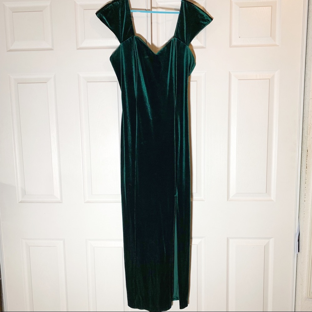 Long Green Velvet Dress